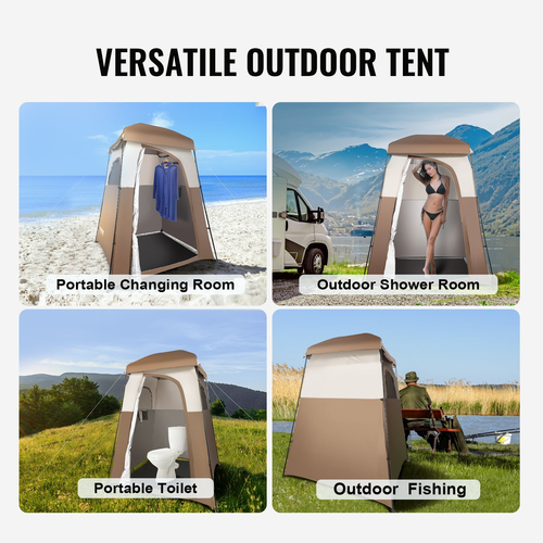 Σκηνή ντους VEVOR Camping, 83&quot; x 42&quot; x 83&quot; 2 Δωμάτια Υπερμεγέθη Φορητό Υπαίθριο Καταφύγιο, Σκηνή ιδιωτικότητας με αποσπώμενη κορυφή, τσέπες, σχοινί κρεμάστρου και ρούχο, για ντύσιμο, αλλαξιέρα, τουαλέτα, μπάνιο