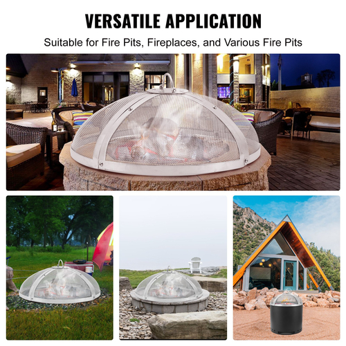 VEVOR Fire Pit Spark Screen Round 20&quot;, Ενισχυμένο μεταλλικό κάλυμμα από χάλυβα βαρέως τύπου, καπάκι εξωτερικού χώρου πυροσβεστήρων, επάνω καλύμματα οθόνης που ανοίγουν εύκολα στρογγυλά με λαβή δακτυλίου για υπαίθρια αυλή πυροσβεστήρων στην πίσω αυλή