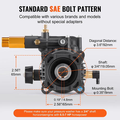 Αντλία VEVOR Pressure Washer 3/4&quot; Shaft Horizontal 3500 PSI 2.5GPM με 5 ακροφύσια