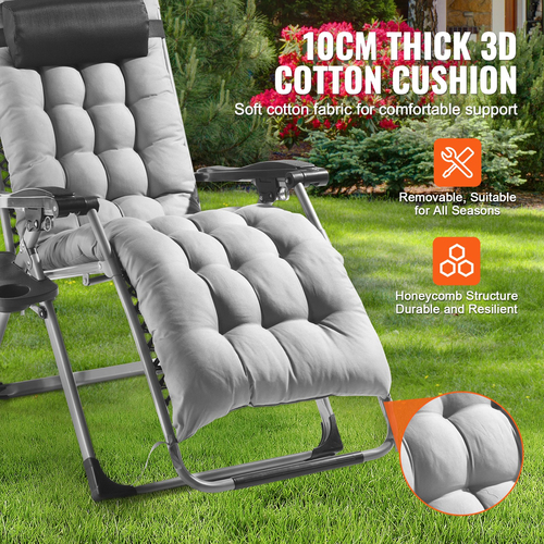VEVOR Zero Gravity Chair 26&quot; Zero Gravity Recliner Lounge Chair Indoor &amp; Outdoor