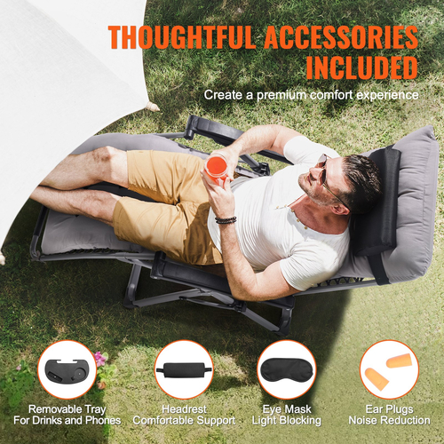 VEVOR Zero Gravity Chair 26&quot; Zero Gravity Recliner Lounge Chair Indoor &amp; Outdoor
