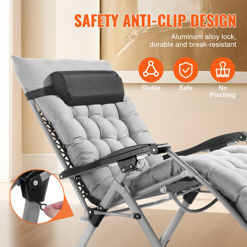 VEVOR Zero Gravity Chair 33&quot; Zero Gravity Recliner Lounge Chair Indoor &amp; Outdoor
