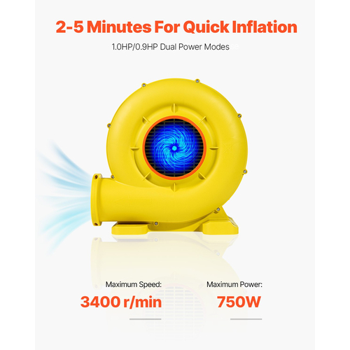 VEVOR Inflatable Bounce House Blower 0.8&amp;1HP 750W για Commercial Bounce House