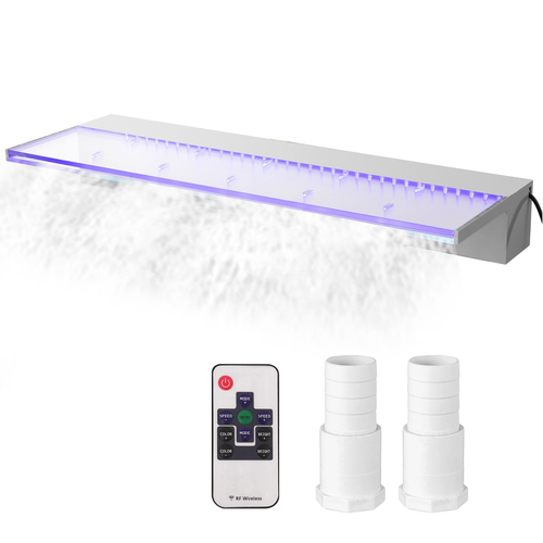 VEVOR Fountain Spillway 36,2x3,2x8,1 ιντσών, Pool Waterfall Fountain 17 Colors Led, Pool Water Fall Kit with Remote, Pool Spillway Consolid Acrylic Pool Waterfall for Garden Pond, Swimming Pool, Square
