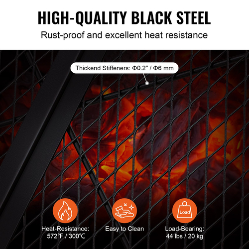 Σχάρα ψησταριάς VEVOR X-Marks Fire Pit Grill, Αναδιπλούμενη στρογγυλή σχάρα μαγειρέματος, Heavy Duty Steel Campfire Grill Grill with Handle and Support X Wire, Φορητά μαγειρικά σκεύη Camping για εξωτερικό πάρτι, 36 ιντσών μαύρο