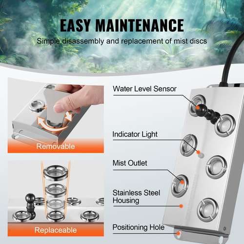 VEVOR 6 Head Ultrasonic Mist Maker 4500mL/H Ultrasonic Fogger IP67 Αδιάβροχο