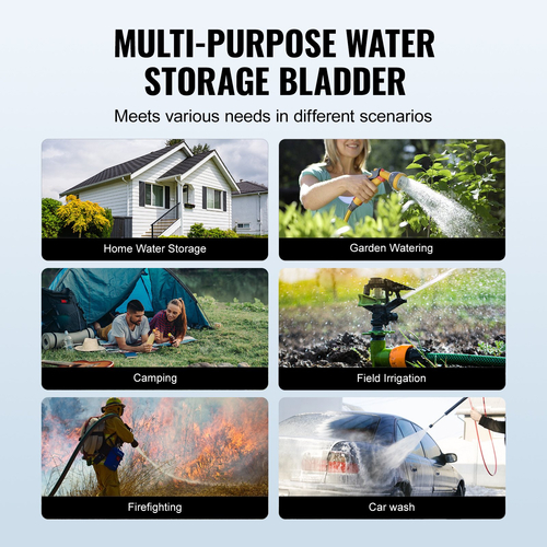 VEVOR Portable Water Storage Bladder 105.7 Gal 1000D PVC πτυσσόμενη δεξαμενή νερού
