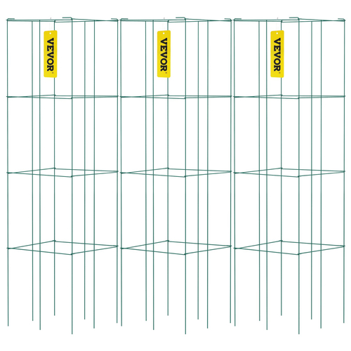 VEVOR Tomato Cages, 14,6 \&quot; x 14,6\&quot; x 39,4\&quot;, 3 Packs Κλουβιά ντομάτας για κήπο, τετράγωνα κλουβιά στήριξης φυτών βαρέως τύπου, πράσινοι πύργοι ντομάτας από χάλυβα με επικάλυψη PVC για αναρρίχηση λαχανικών, φυτών, λουλουδιών, φρούτων