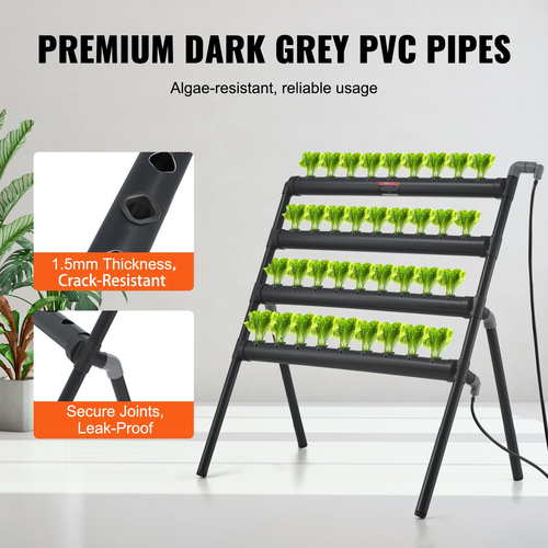 VEVOR Hydroponics Growing System 36 Sites 4-Layer Hydroponic Grow Kit Σωλήνες PVC