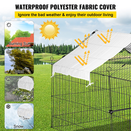 VEVOR Chicken Coop, 87&quot; x 41,7&quot; x 41&quot;, Rabbit Run Enclosure Stand με αδιάβροχο και αντιηλιακό κάλυμμα για εξωτερικούς χώρους, εσωτερικούς χώρους, αυλή και φάρμα, μεταλλικό κλουβί για παρκοκρέβατο κατοικίδιων για μικρά ζώα, πάπια, κότα