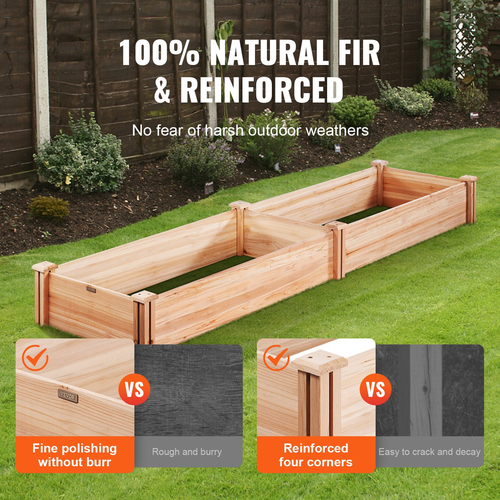 Κρεβάτι VEVOR Raised Garden, 7,9 x 2 x 0,8 ft Ξύλινο κουτί φυτευτήρων, κουτιά φύτευσης εξωτερικού χώρου με ανοιχτή βάση, για καλλιέργεια λουλουδιών/λαχανικών/βοτάνων στην πίσω αυλή/κήπο/αίθριο/μπαλκόνι, Burlywood