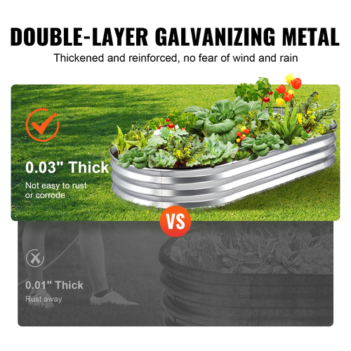 VEVOR Raised Garden Bed, 71,9 x 36,4 x 11 ιντσών Γαλβανισμένο μεταλλικό κουτί φυτευτήρων, κουτιά φύτευσης εξωτερικού χώρου με ανοιχτή βάση, για καλλιέργεια λουλουδιών/λαχανικών/βοτάνων στην πίσω αυλή/κήπο/αίθριο/μπαλκόνι, ασήμι