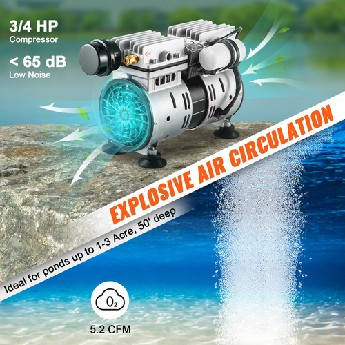 VEVOR Pond Aerator Lake Pond Aeration Kit 3/4 HP 550W 5.2CFM για έως και 3 στρέμματα