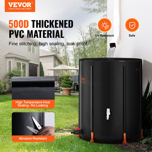 VEVOR Πτυσσόμενο Rain Barrel 66 Gal Rain Catcher με Spigots και κιτ υπερχείλισης