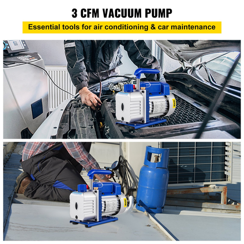 VEVOR 3CFM 1/4HP Περιστροφικό πτερύγιο ψυκτικού Αντλία κενού A/c Αντλία εκκένωσης κενού Αγγλικά R134a 1720 rpm One Stage