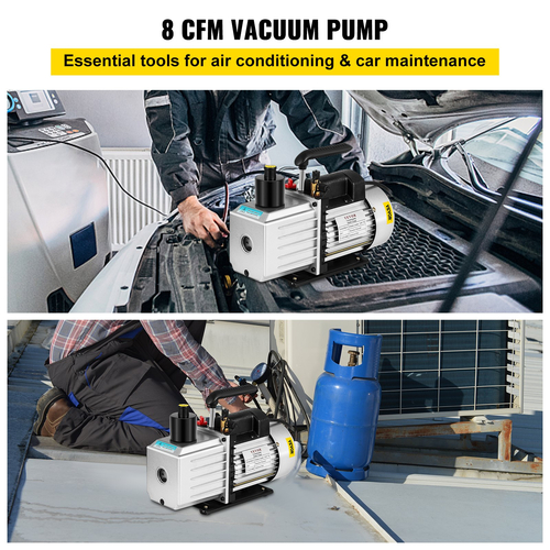 Επαγγελματική αντλία υποπίεσης VEVOR 8CFM Περιστροφική Πτερύγια δύο σταδίων 15 Micron 1HP