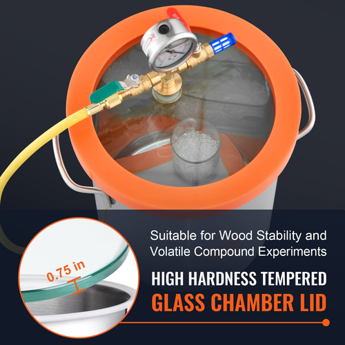 VEVOR Vacuum Chamber Tempered Glass Lid Vacuum 3 Gal Degassing Chamber Silicone