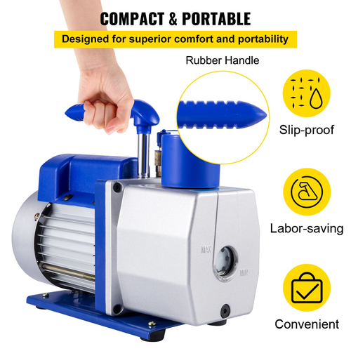 Αντλία κενού ψύξης VEVOR 6 CFM 1/2 HP, Κιτ ψύξης AC αντλίας κενού αέρα 2 σταδίων, Συσκευασία κενού ψύξης διαμόρφωσης κενού, Ψύξη κλιματισμού Combo HVAC 1/2 HP