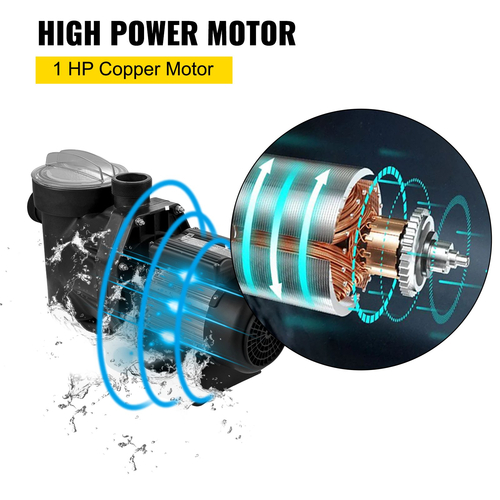 VEVOR 1 HP Pool Pump, 19200 L/h 750W Pool Pump Αντλία πισίνας In/Ground Swimming Pool with Strainer Basket Pump Pool Motor for Clean Swimming Pool αντλία φίλτρου νερού πισίνας 1,97&quot; εισόδου/εξόδου με 2 σωλήνες τοποθέτησης