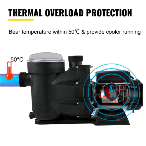VEVOR 1 HP Pool Pump, 19200 L/h 750W Pool Pump Αντλία πισίνας In/Ground Swimming Pool with Strainer Basket Pump Pool Motor for Clean Swimming Pool αντλία φίλτρου νερού πισίνας 1,97&quot; εισόδου/εξόδου με 2 σωλήνες τοποθέτησης
