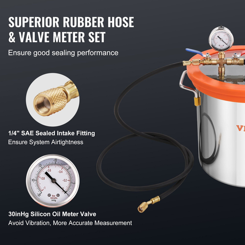 VEVOR 5 Gallon Vacuum Chamber and 3,5 CFM Pump Kit, Tempered Glass Lid Vacuum Chamber Dessing Kit, Μονοβάθμια αντλία κενού με φιάλη λαδιού 250 ml, για σταθεροποίηση ξύλου, απαέρωση σιλικονών, εποξειδικά