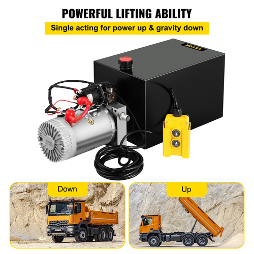 VEVOR Hydraulic Pump Electric Hydraulic Pump 15 Quart Single Acting for Dump Trailer