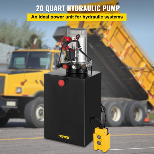 VEVOR 20 Quart Hydraulic Power Unit Double Acting Hydraulic Dump Trailer Pump (μονάδα τροφοδοσίας διπλής ενέργειας 12V DC, Θύρες SAE #6, 3200 PSI, δεξαμενή από χάλυβα 20 Quart)