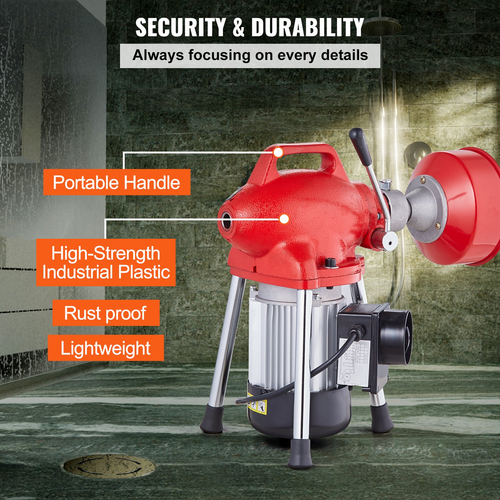 Μηχανή καθαρισμού αποχέτευσης VEVOR 66FT x 5/8In 250W Sectional Snake Auger Manual Feed
