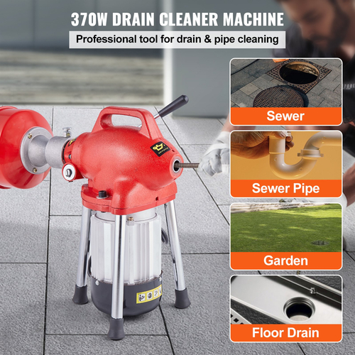 Μηχανή καθαρισμού αποχέτευσης VEVOR 120FT x 5/8In 370W Sectional Snake Auger Manual Feed