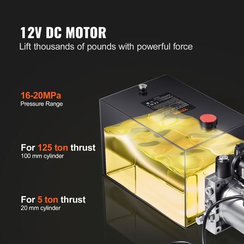 VEVOR Hydraulic Pump 4 Quart Single Acting Dump Trailer Pump Μονάδα ισχύος DC 12V