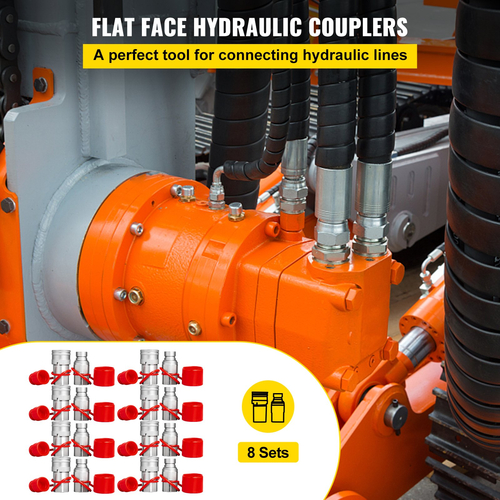 VEVOR Skid Steer Hydraulic Quick Connect 1/2\&quot; Body Hydraulic Coupler 1/2\&quot; NPT Hydraulic Coupling Quick Connect 8 Pairs Hydraulic Quick Coupler 27,6 MPa (ISO 16028) (8 Pairs)