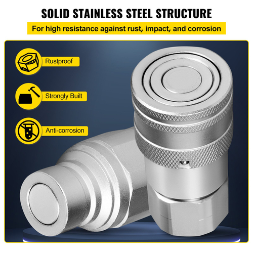 VEVOR 3/4NPT Hydraulic Quick Connect 3/4body Hydraulic Coupler 20,7MPa Hydraulic Coupling Quick Connect 106L/min Hydraulic Quick Coupler (ISO 16028)