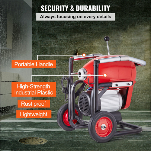 Μηχανή καθαρισμού αποχέτευσης VEVOR 120FT x 6/5&quot; 1100W Sectional Snake Auger Manual Feed