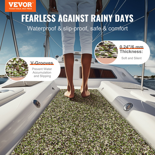 VEVOR Boat Flooring, EVA Foam Boat Decking 94,5&quot; x 23,6&quot;, Αντιολισθητικό Αυτοκόλλητο Δάπεδο, 31,1sq.ft 2 Rolls of Marine Carpet for Boats, Yacht, Pontoon, Kayak Decking