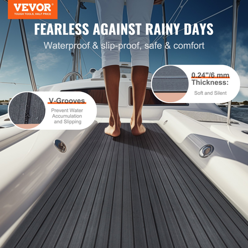 VEVOR Boat Flooring, EVA Foam Boat Decking 94,5&quot; x 23,6&quot;, Αντιολισθητικό αυτοκόλλητο δάπεδο, 15,5 sq.ft Θαλάσσιο χαλί για σκάφη, γιοτ, Pontoon, δάπεδο καγιάκ