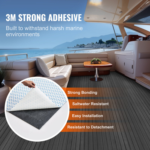 VEVOR Boat Flooring, EVA Foam Boat Decking 94,5&quot; x 23,6&quot;, Αντιολισθητικό αυτοκόλλητο δάπεδο, 15,5 sq.ft Θαλάσσιο χαλί για σκάφη, γιοτ, Pontoon, δάπεδο καγιάκ
