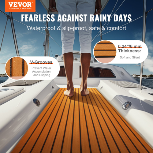 VEVOR Boat Flooring, EVA Foam Boat Decking 94,5&quot; x 35,4&quot;, Αντιολισθητικό αυτοκόλλητο δάπεδο, 23,2 sq.ft Θαλάσσιο χαλί για σκάφη, γιοτ, Pontoon, δάπεδα καγιάκ
