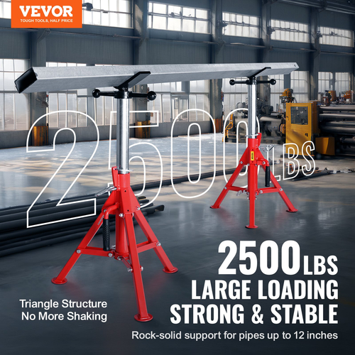 VEVOR V Head Pipe Stand, 2500 lbs Load Capacity Pipe Jack Stand, Ρυθμιζόμενο Ύψος 20&quot;-37&quot;, Φορητά πτυσσόμενα σταντ σωλήνων για συγκολλήσεις, αυτοκίνητα και κατασκευαστικά έργα