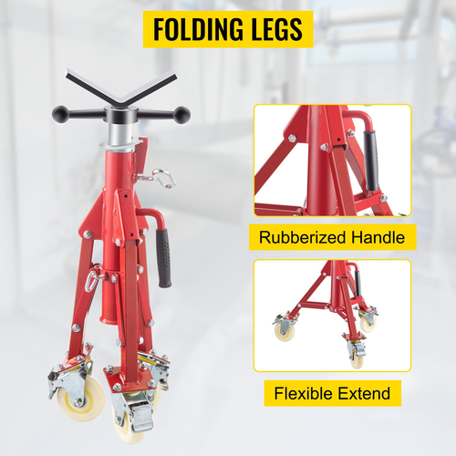 VEVOR Pipe Stand Fold-a-Jack V-Head 23,6&quot;-42,5&quot; Ύψος 12&quot; Pipe 882 lb με τροχούς