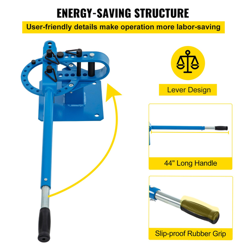 VEVOR YP-9 Χειροκίνητο Πάγκο Πάγκο Συμπαγές Bender Bending Machine 7 Dies 1-3inch Metal Fabrication Rod Bender 44ft Mount Powdercoat Telescoping Handle