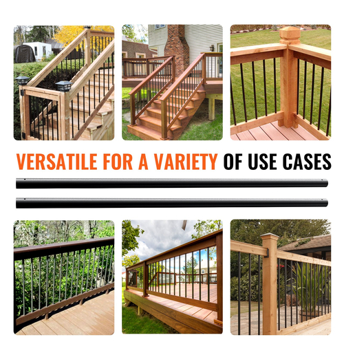 Μεταλλικά κάγκελα VEVOR Staircase, 3/4&#039;&#039; Στρογγυλά x 32&#039;&#039; Μακριά διακοσμητικά κάγκελα αλουμινίου, 101 Pack κιγκλίδωμα καταστρώματος με βίδες, κλασικό κιγκλίδωμα κοίλου καταστρώματος σατέν με μαύρη επίστρωση για βεράντα