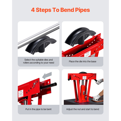 VEVOR Hydraulic Pipe Bender, 12 Ton Manual Pipe Bending Tool with 6 Die
