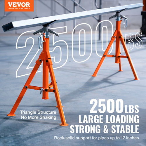 Βάση σωλήνων VEVOR, 2500LBS βαρέως τύπου Βάσεις σωλήνων, 27,2&quot;-52&quot; ρυθμιζόμενο ύψος V Βάση σωλήνων κεφαλής, 45# Ατσάλινο πτυσσόμενο στήριγμα για σωλήνες 1/2-12 ίντσες
