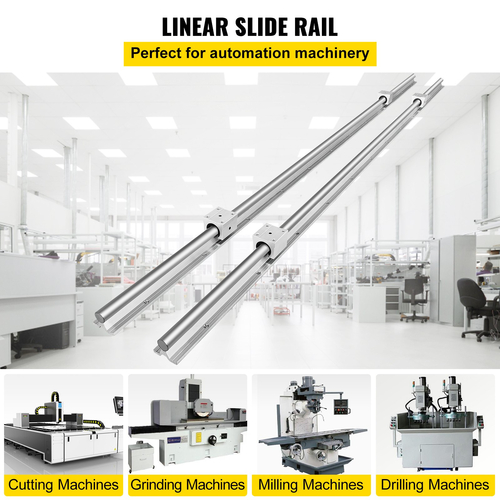 VEVOR 2x Linear Rail Σετ 4x Bearing Block SBR20-2200mm ράβδος άξονα τετράγωνου τύπου Μηχανικοί δρομολογητές CNC