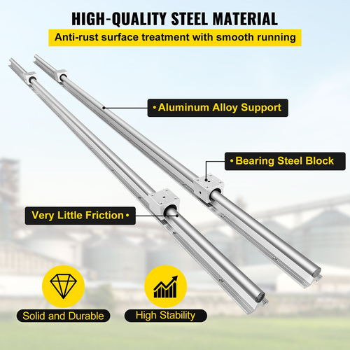 VEVOR 2x Linear Rail Σετ 4x Bearing Block SBR20-2200mm ράβδος άξονα τετράγωνου τύπου Μηχανικοί δρομολογητές CNC