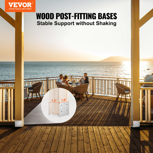 VEVOR 203,2x203,2mm Βάση στερέωσης, 4 τμχ Ανοξείδωτο ρυθμιζόμενο βραχίονα αγκύρωσης (εσωτερική 198 x 185), ρυθμιζόμενη βάση στήριξης για κιγκλίδωμα βεράντας βεράντας Pavilion Διακοσμητική πλάκα αγκύρωσης