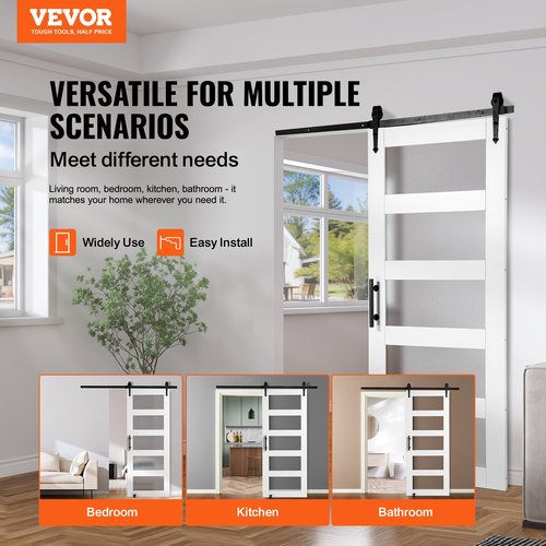 VEVOR Κιτ αχυρώνας 30&quot; x 84&quot; Συρόμενη πόρτα αχυρώνα από ξύλο και γυαλί