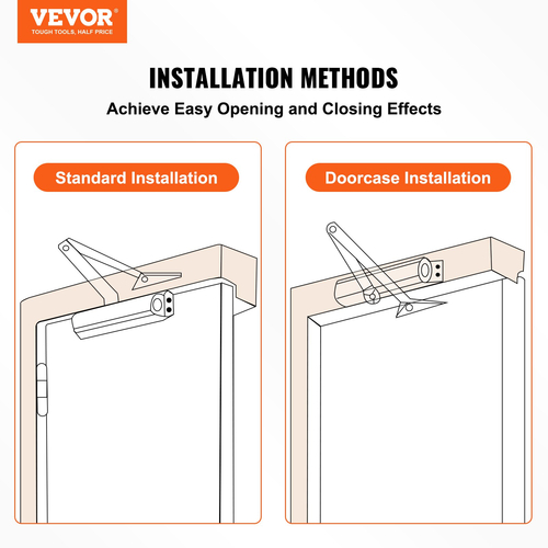 VEVOR Door Closer, Automatic Door Closer Εμπορική ή οικιακή χρήση για βάρη πόρτας 150 kg, ρυθμιζόμενο μέγεθος Hydraulic buffer Door Closers Heavy Duty Χυτό σώμα από αλουμίνιο, Εύκολη εγκατάσταση, Μαύρο