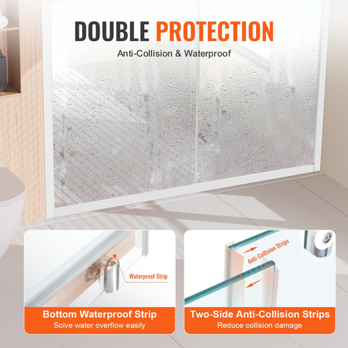 VEVOR Πόρτα ντους ημι-πλαίσιο 57,7-59&quot; x 70&quot; SGCC Tempered Glass 1/4&quot; Chrome