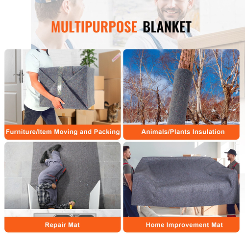 Κινούμενες κουβέρτες VEVOR, 72&quot; x 54&quot;, Βάρος 21 lbs/dz, 24 συσκευασίες, επαγγελματική κουβέρτα συσκευασίας από ανακυκλωμένο βαμβάκι, μεγάλα μαξιλαράκια μεταφοράς βαρέως τύπου Ιδανικά για προστασία επίπλων, δαπέδων, ηλεκτρικών συσκευών